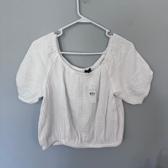 Ann Taylor Tops - NWT Ann Taylor Gauzy White Crop Top Women's Size Medium 100% Cotton